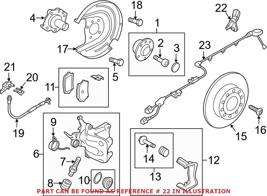 Audi VW ABS Wheel Speed Sensor - Rear WHT003864